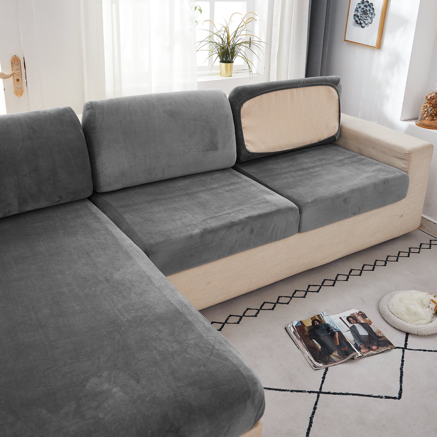 Sectional Sofa Cover | Velvet (Special Sizes)