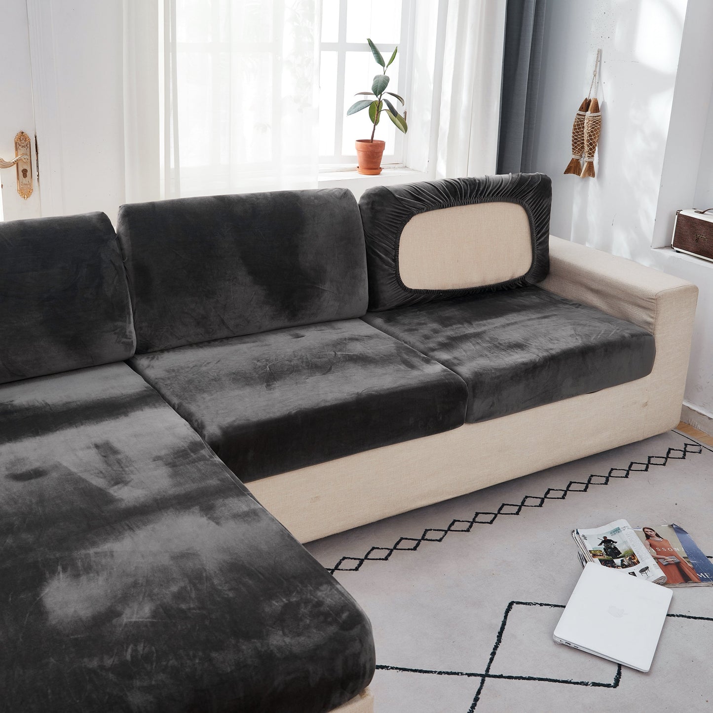 Sectional Sofa Cover | Velvet (Special Sizes)